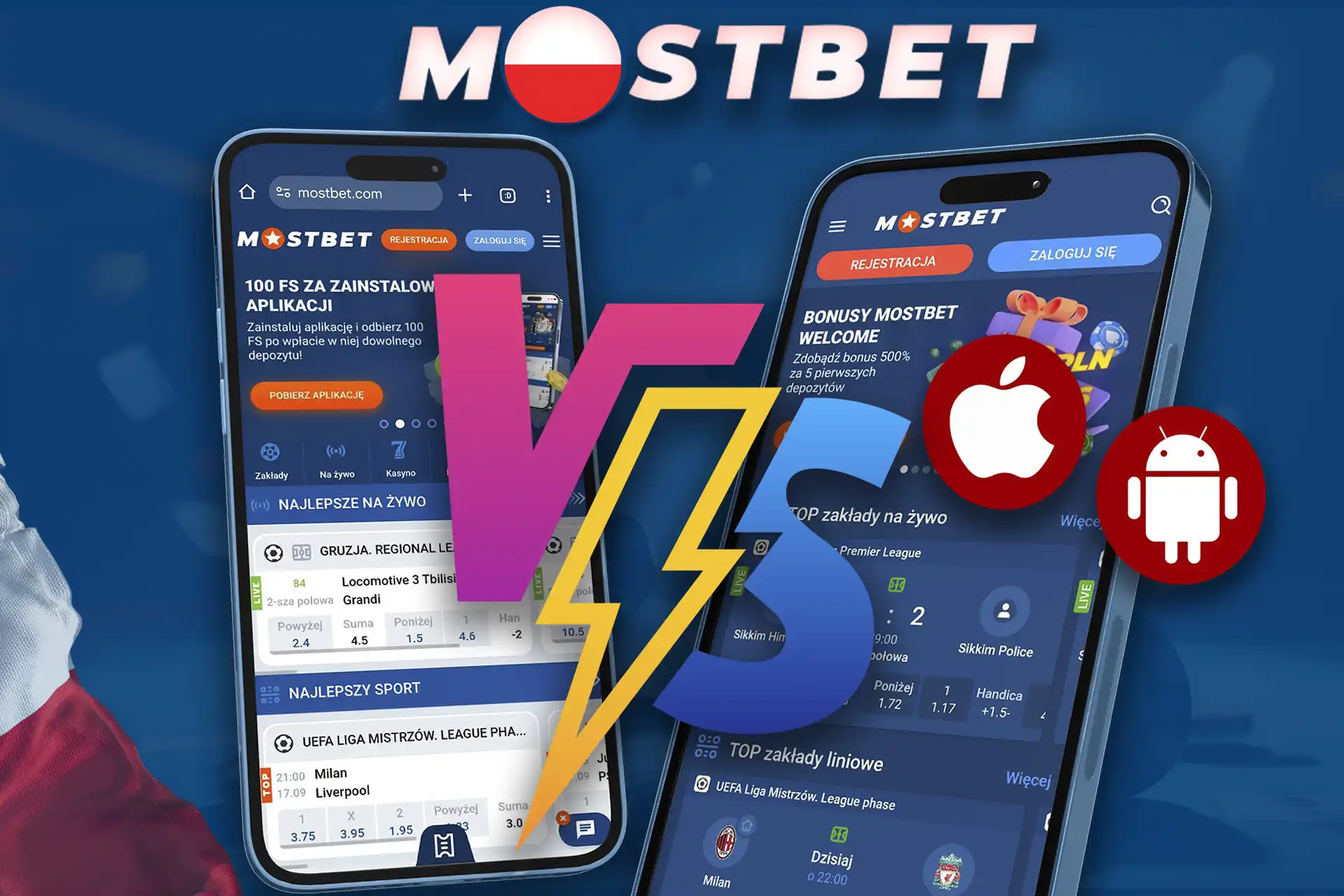 Skorzystaj z wygodnej wersji mobilnej lub aplikacji mobilnej bukmachera