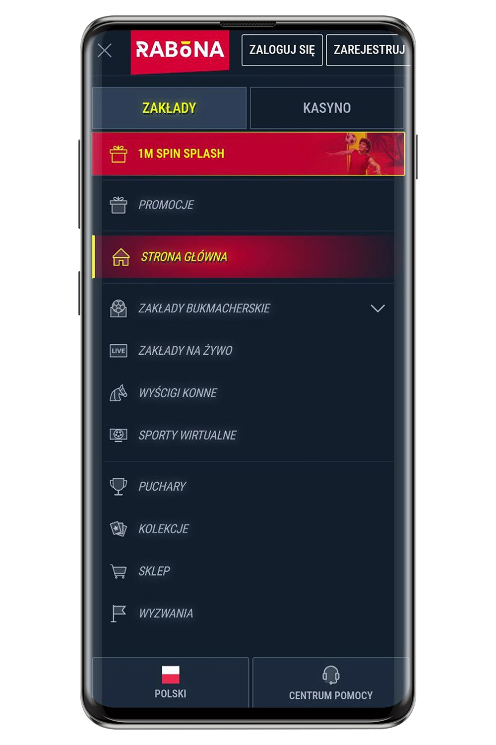 Zrzuty ekranu z oficjalnej strony internetowej Rabona