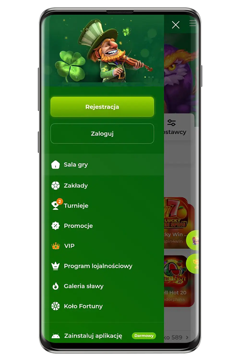 Zrzuty ekranu oficjalnej strony internetowej Verde kasyno