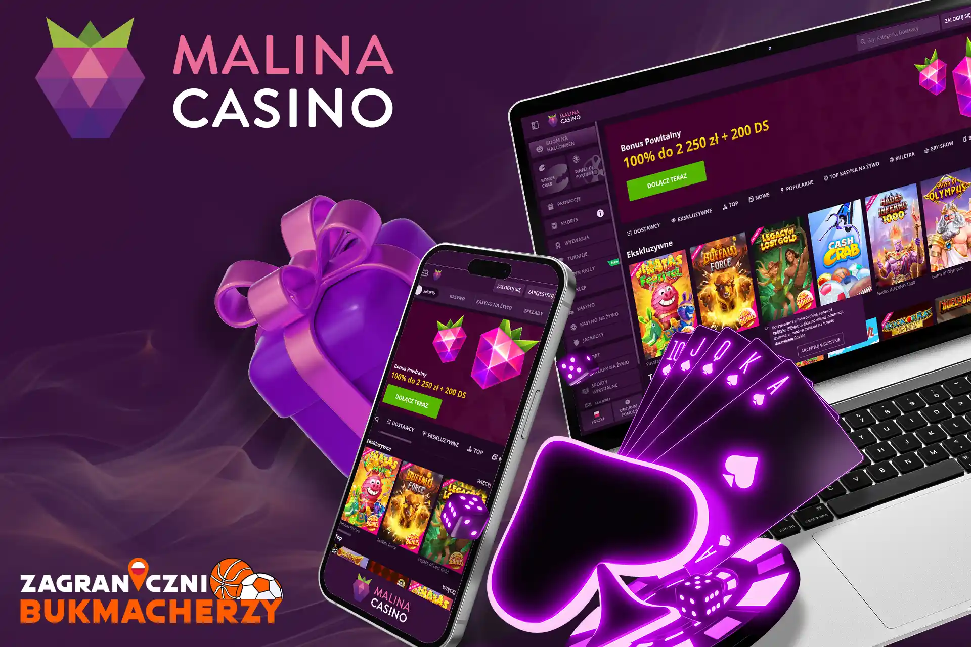 Witamy w kasynie Malina, bonusy, zakłady sportowe i gry kasynowe